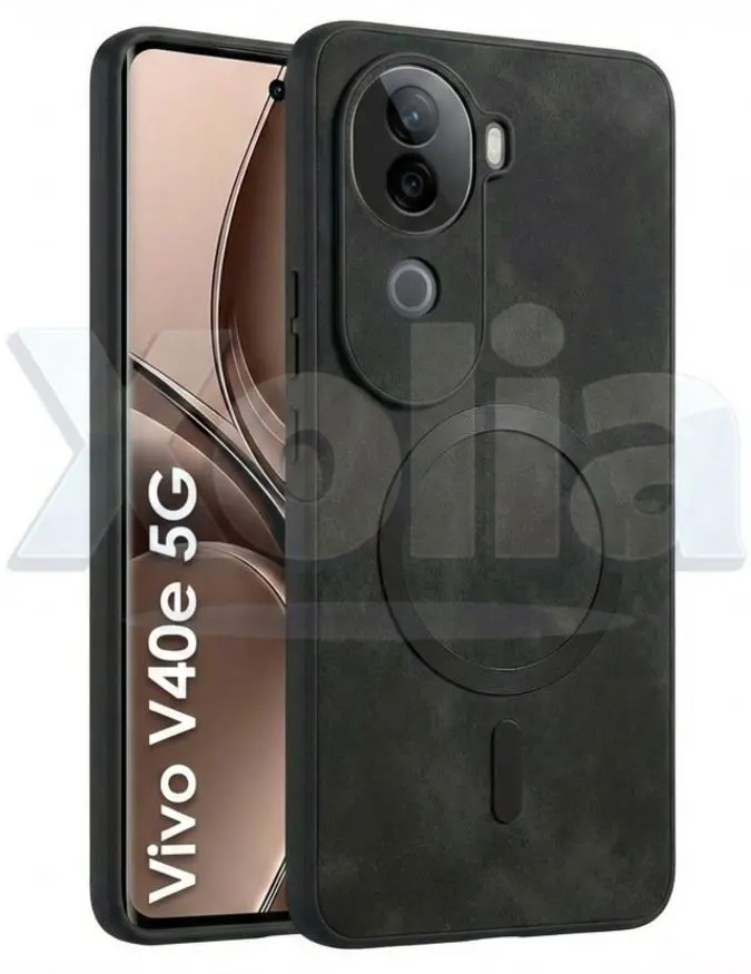 Xolia Back Cover for vivo V40e 5G (Black, Camera Bump Protector, Artificial Leather, Pack of: 1)