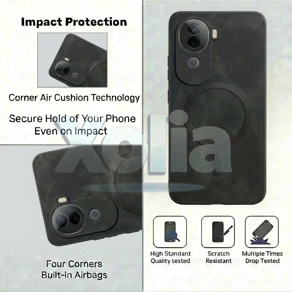 Xolia Back Cover for vivo V40e 5G (Black, Camera Bump Protector, Artificial Leather, Pack of: 1) — image 4 of 5