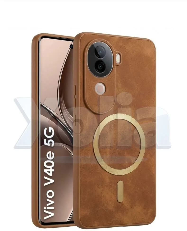 Xolia Back Cover for vivo V40e 5G (Brown, Camera Bump Protector, Artificial Leather, Pack of: 1)