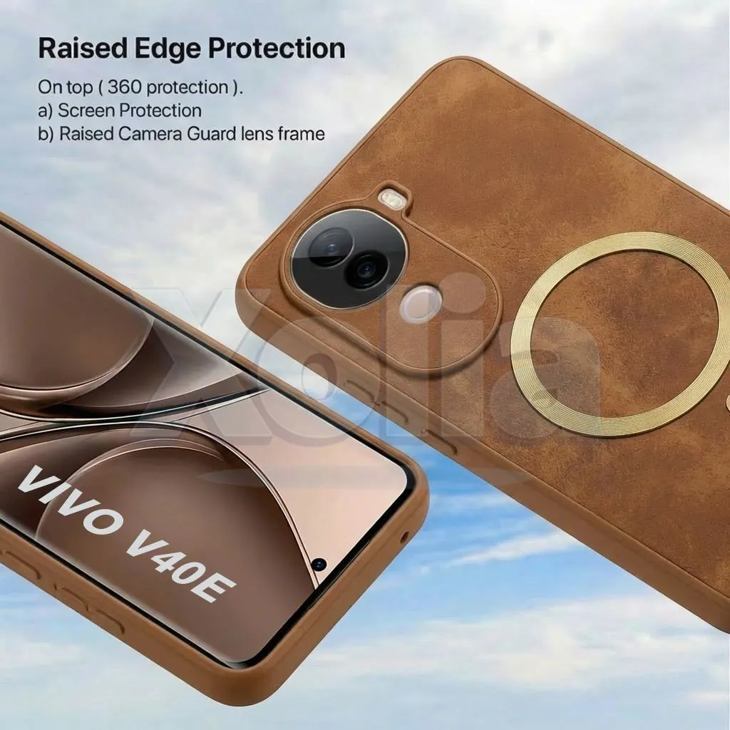 Xolia Back Cover for vivo V40e 5G (Brown, Camera Bump Protector, Artificial Leather, Pack of: 1) — image 3 of 5