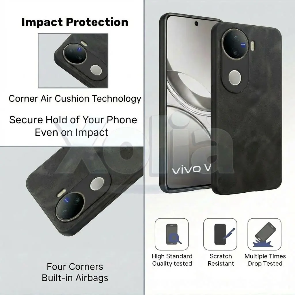 Xolia Back Cover for Vivo V50e 5G (Black, Camera Bump Protector, Artificial Leather, Pack of: 1) — image 4 of 5