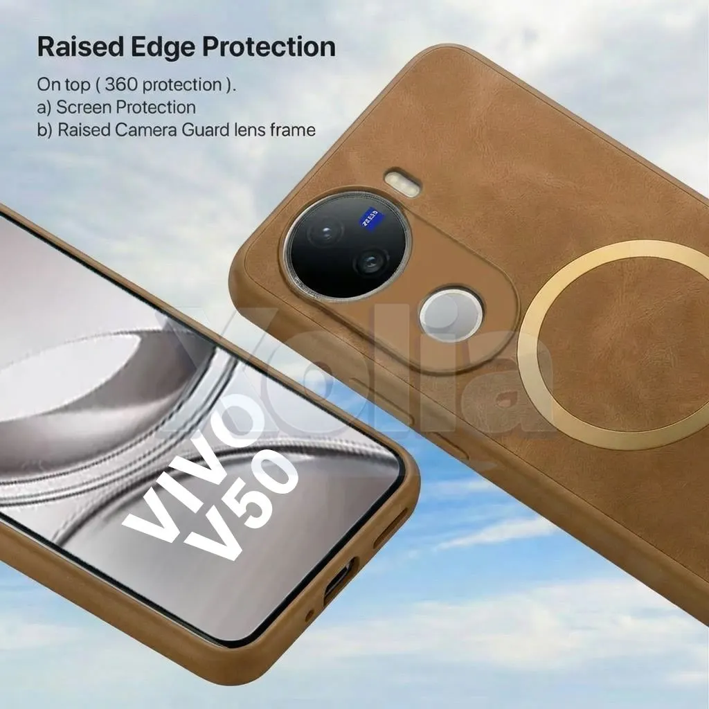 Xolia Back Cover for Vivo V50e 5G (Brown, Camera Bump Protector, Artificial Leather, Pack of: 1) — image 3 of 5