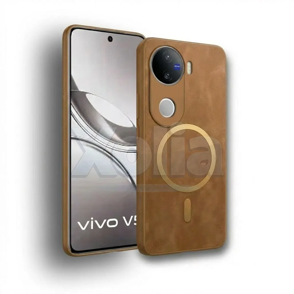 Xolia Back Cover for Vivo V50 5G Elite Edition (Brown, Camera Bump Protector, Artificial Leather, Pack of: 1)