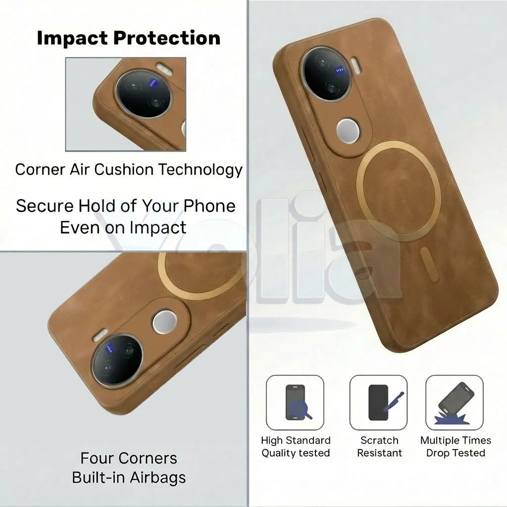 Xolia Back Cover for Vivo V50 5G Elite Edition (Brown, Camera Bump Protector, Artificial Leather, Pack of: 1) — image 4 of 5