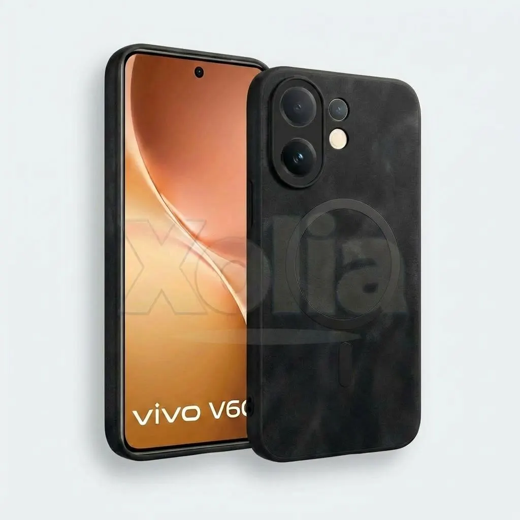 Xolia Back Cover for Vivo V60 5G (Black, Camera Bump Protector, Artificial Leather, Pack of: 1)