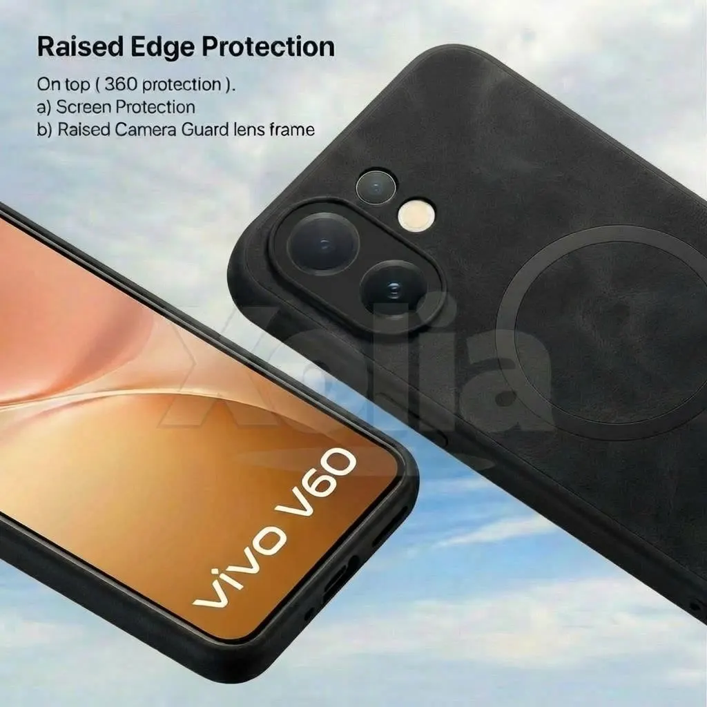 Xolia Back Cover for Vivo V60e 5G (Black, Camera Bump Protector, Artificial Leather, Pack of: 1) — image 3 of 5