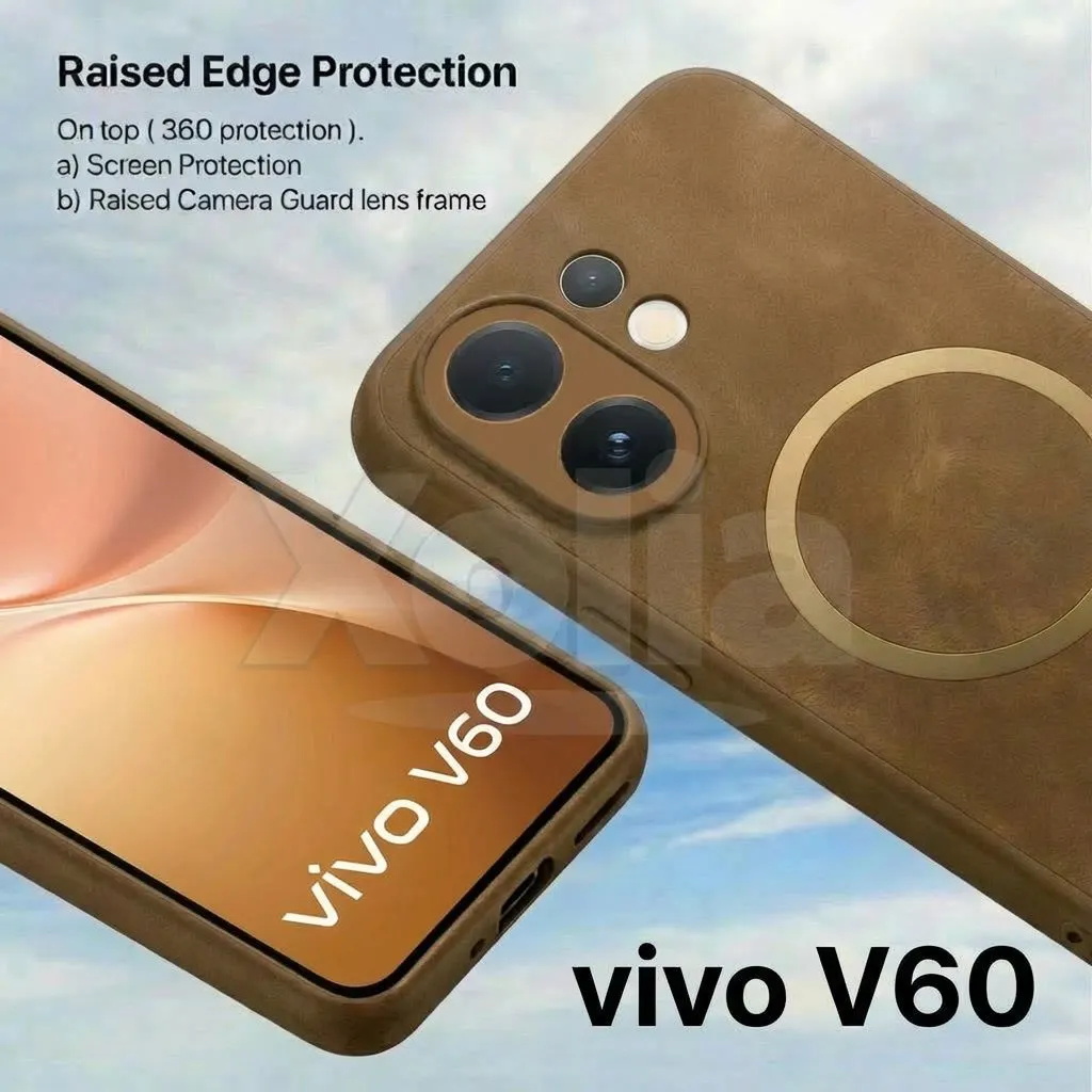 Xolia Back Cover for Vivo V60e 5G (Brown, Camera Bump Protector, Artificial Leather, Pack of: 1) — image 3 of 5