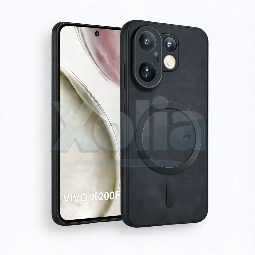 Xolia Back Cover for Vivo X200 FE 5G (Black, Camera Bump Protector, Artificial Leather, Pack of: 1)