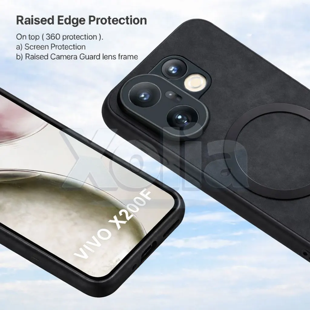 Xolia Back Cover for Vivo X200 FE 5G (Black, Camera Bump Protector, Artificial Leather, Pack of: 1) — image 3 of 5