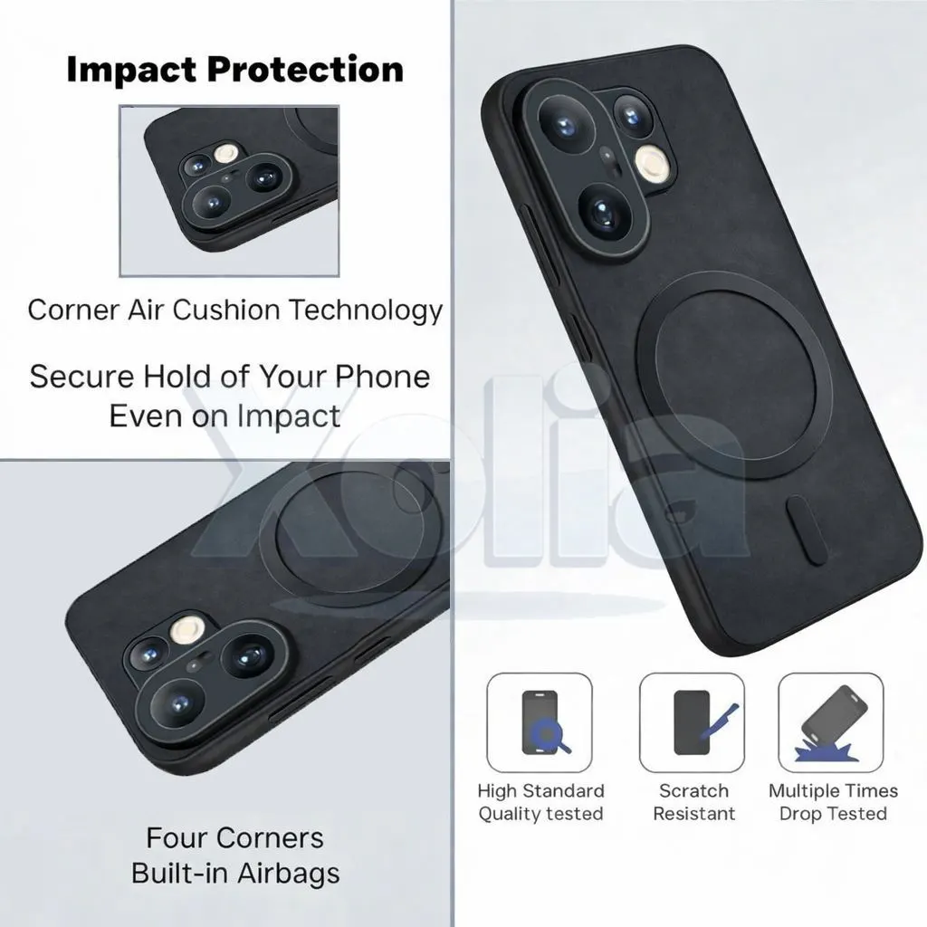 Xolia Back Cover for Vivo X200 FE 5G (Black, Camera Bump Protector, Artificial Leather, Pack of: 1) — image 4 of 5