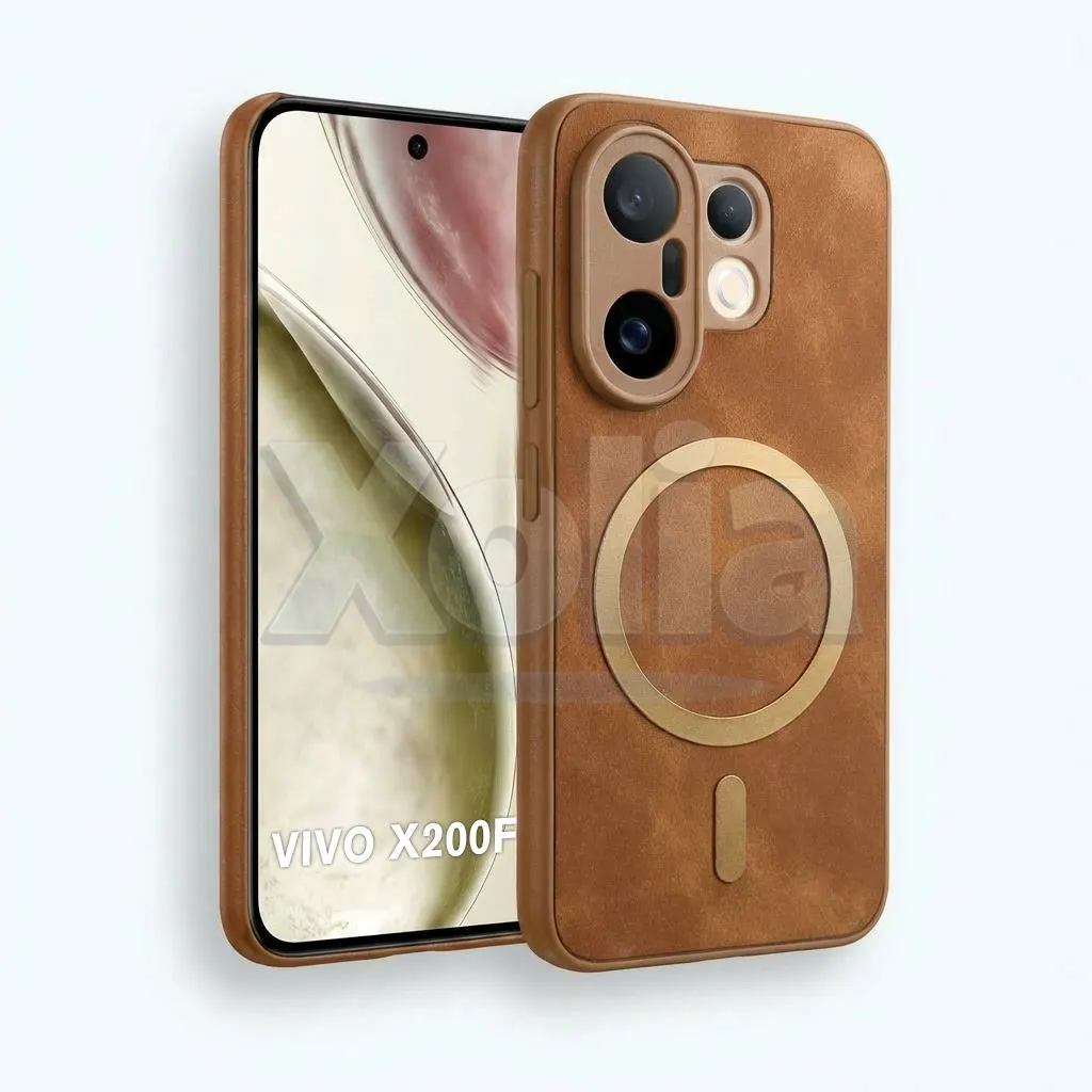 Xolia Back Cover for Vivo X200 FE 5G (Brown, Camera Bump Protector, Artificial Leather, Pack of: 1)