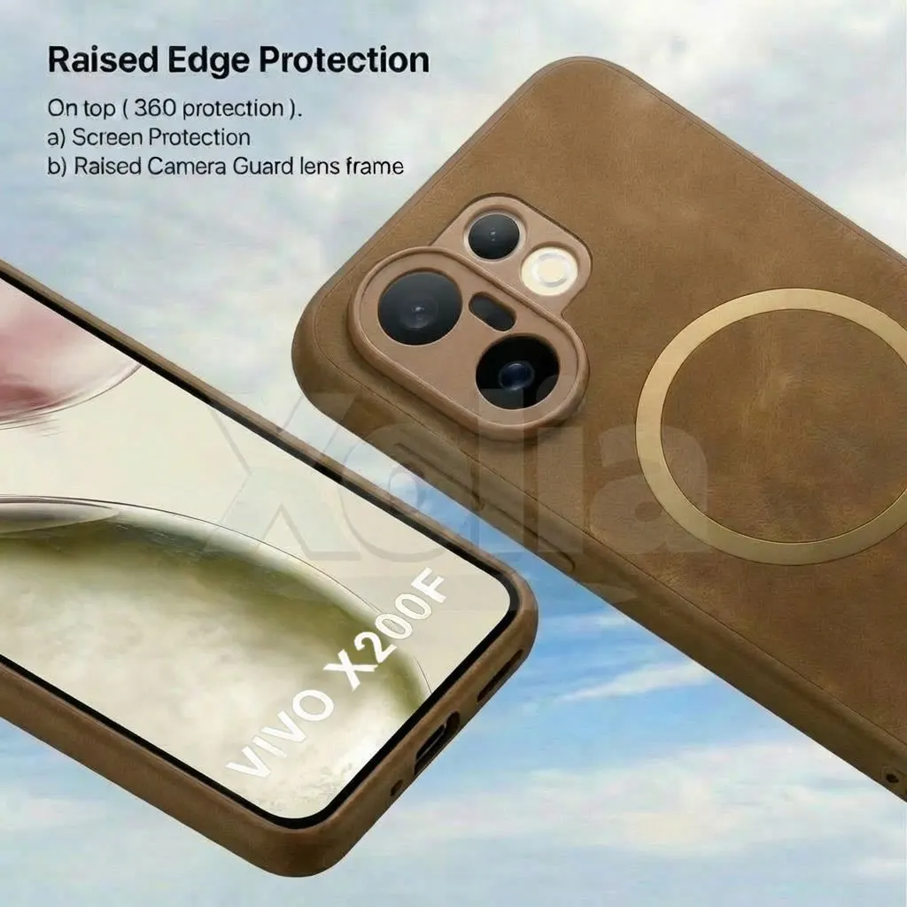 Xolia Back Cover for Vivo X200 FE 5G (Brown, Camera Bump Protector, Artificial Leather, Pack of: 1) — image 3 of 5