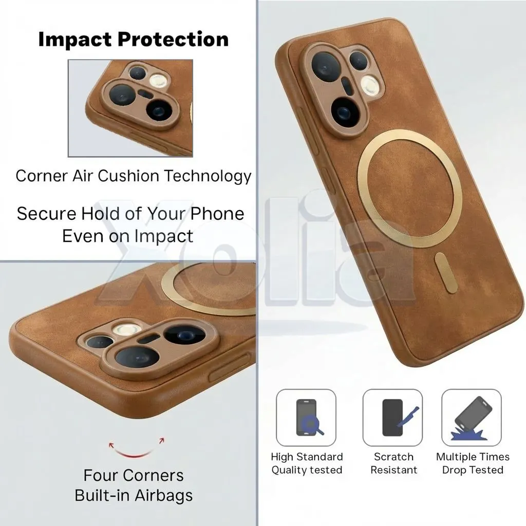 Xolia Back Cover for Vivo X200 FE 5G (Brown, Camera Bump Protector, Artificial Leather, Pack of: 1) — image 4 of 5
