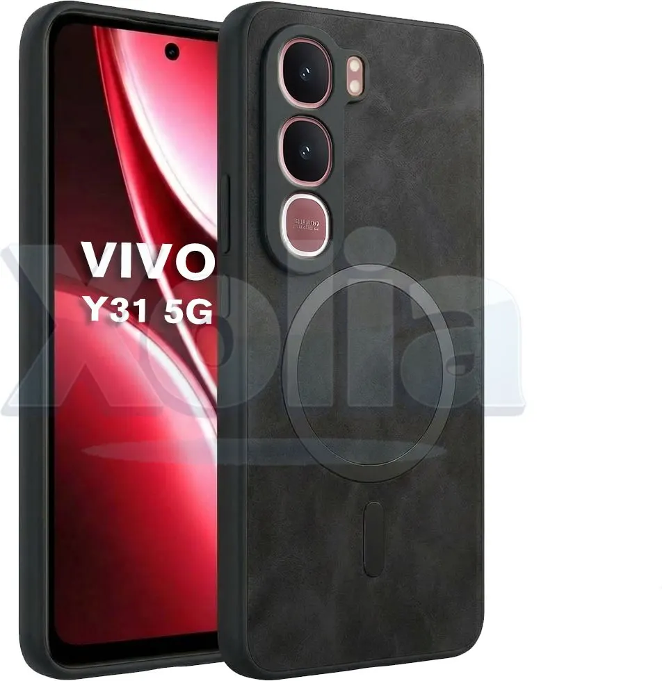 Xolia Back Cover for Vivo Y31 5G (Black, Camera Bump Protector, Artificial Leather, Pack of: 1)