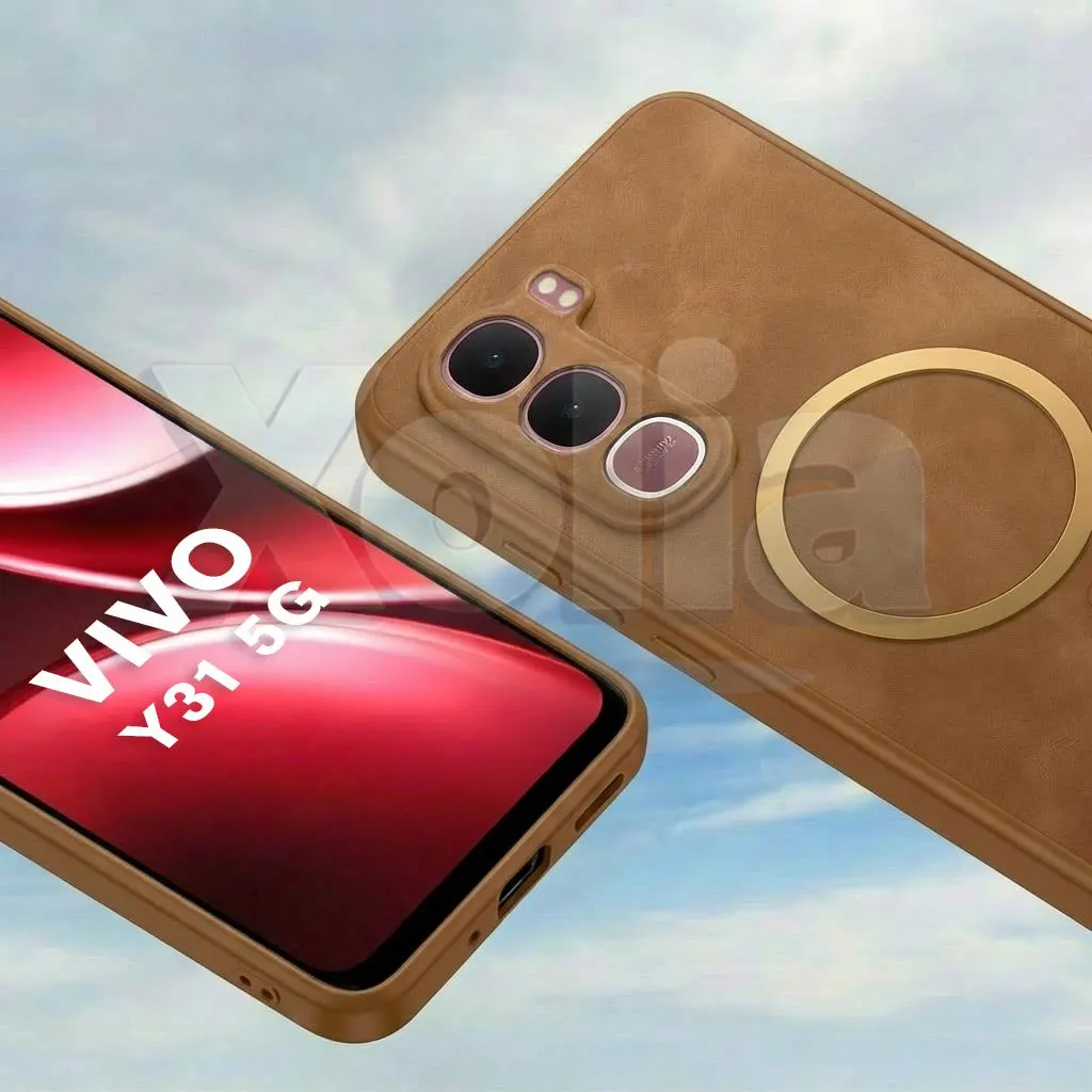 Xolia Back Cover for Vivo Y31 5G (Brown, Camera Bump Protector, Artificial Leather, Pack of: 1) — image 2 of 5