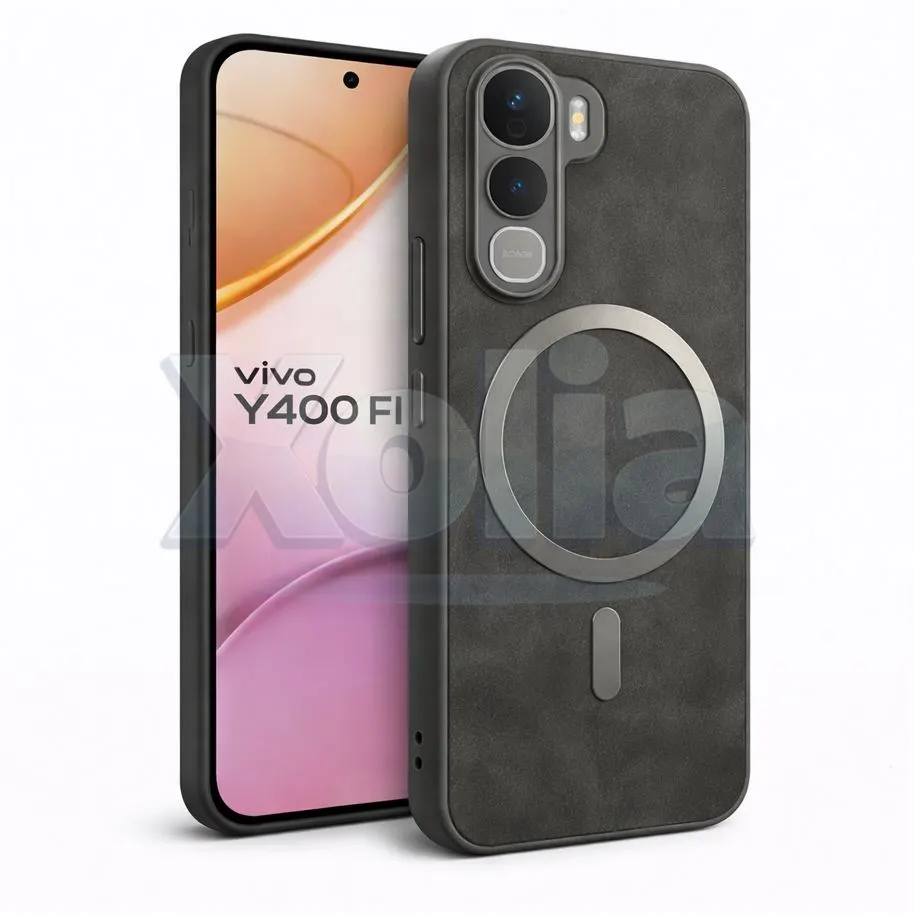 Xolia Back Cover for Vivo Y400 Pro 5G (Black, Camera Bump Protector, Artificial Leather, Pack of: 1)