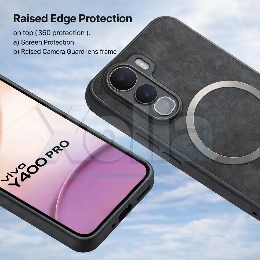 Xolia Back Cover for Vivo Y400 Pro 5G (Black, Camera Bump Protector, Artificial Leather, Pack of: 1) — image 3 of 5