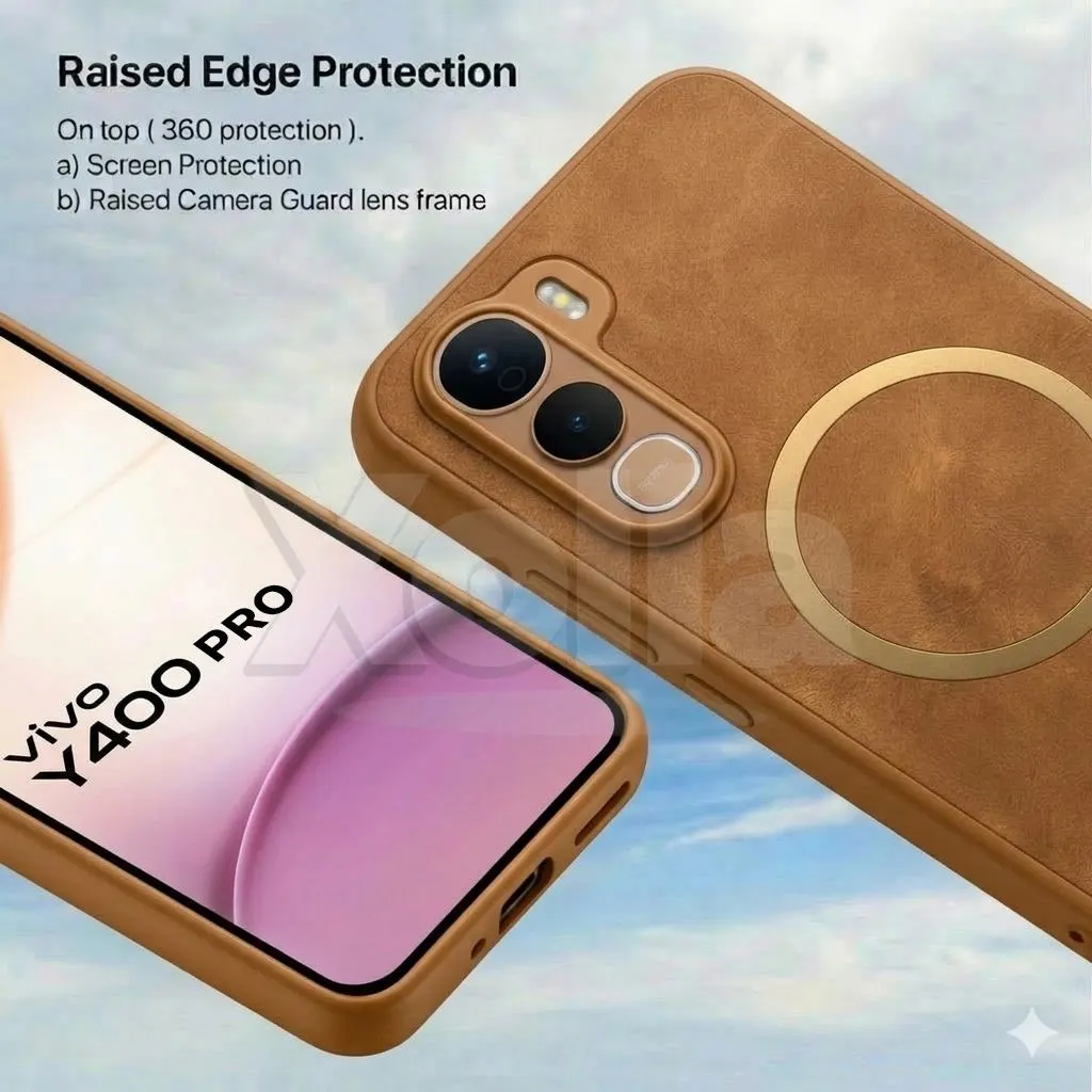 Xolia Back Cover for Vivo Y400 Pro 5G (Brown, Camera Bump Protector, Artificial Leather, Pack of: 1) — image 3 of 5