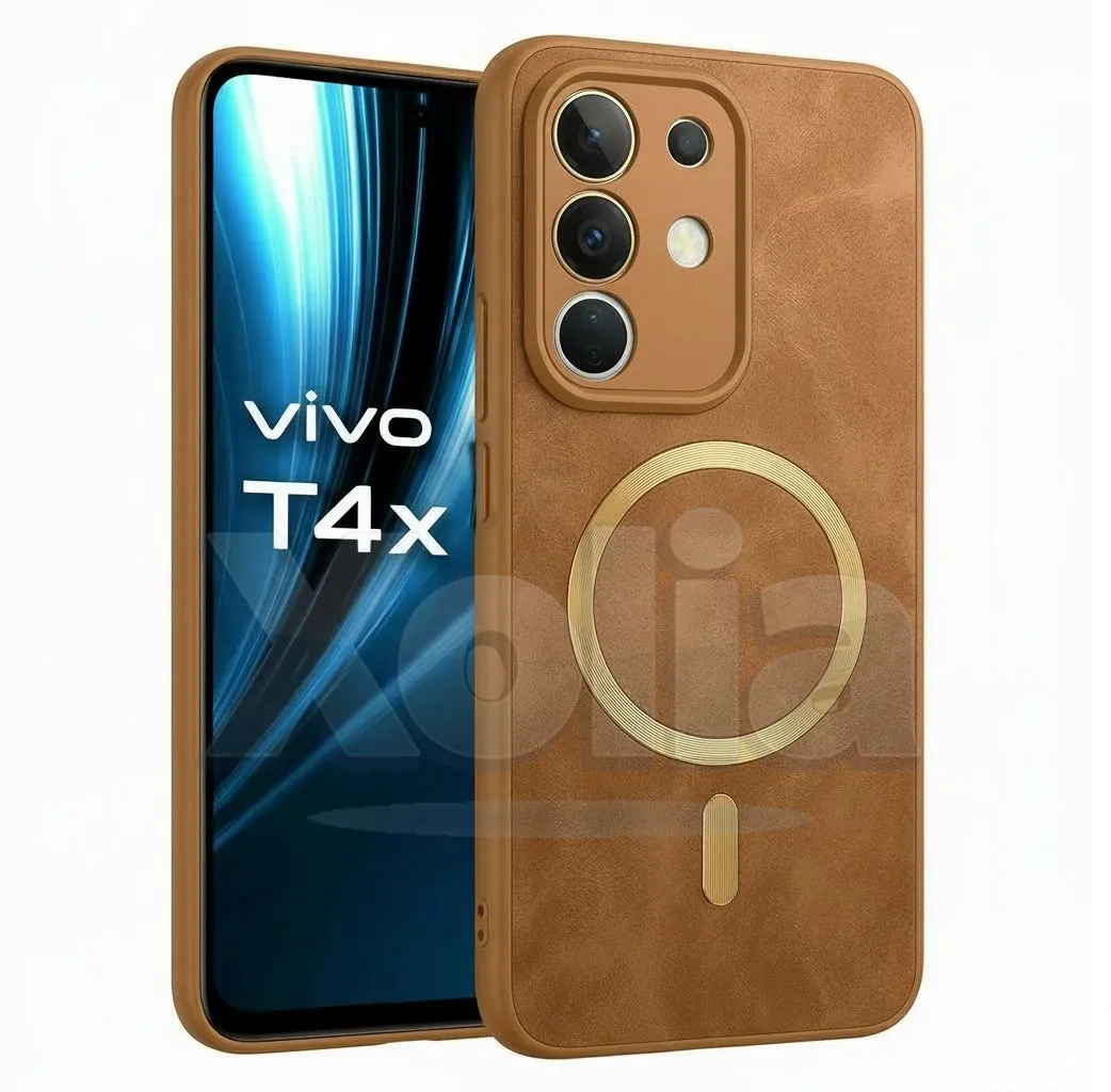 Xolia Back Cover for iQOO Z10x 5G (Brown, Camera Bump Protector, Artificial Leather, Pack of: 1)