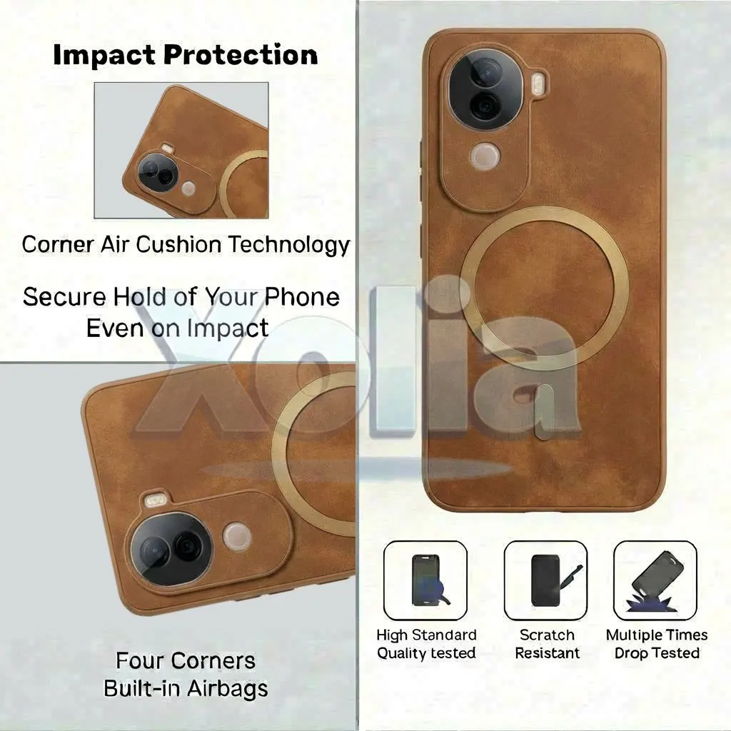 Xolia Back Cover for iQOO Z9s 5G (Brown, Camera Bump Protector, Artificial Leather, Pack of: 1) — image 5 of 5