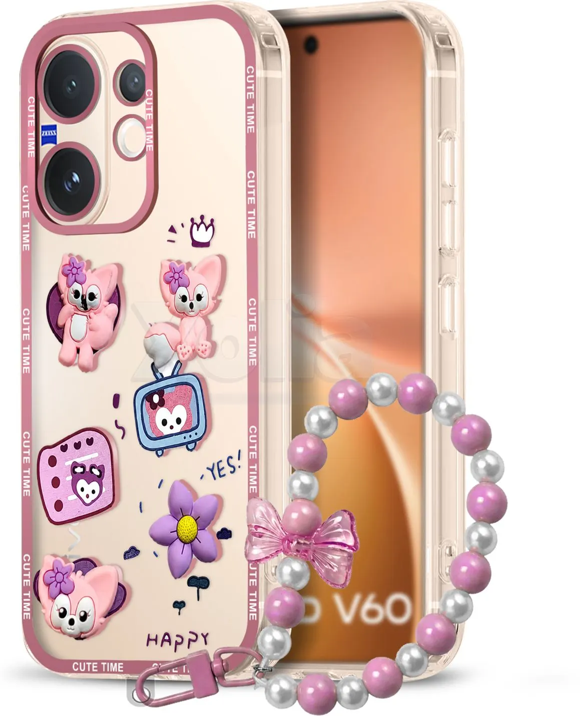 Xolia Back Cover for Vivo V60e 5G (Pink, Shock Proof, Polycarbonate, Pack of: 1)