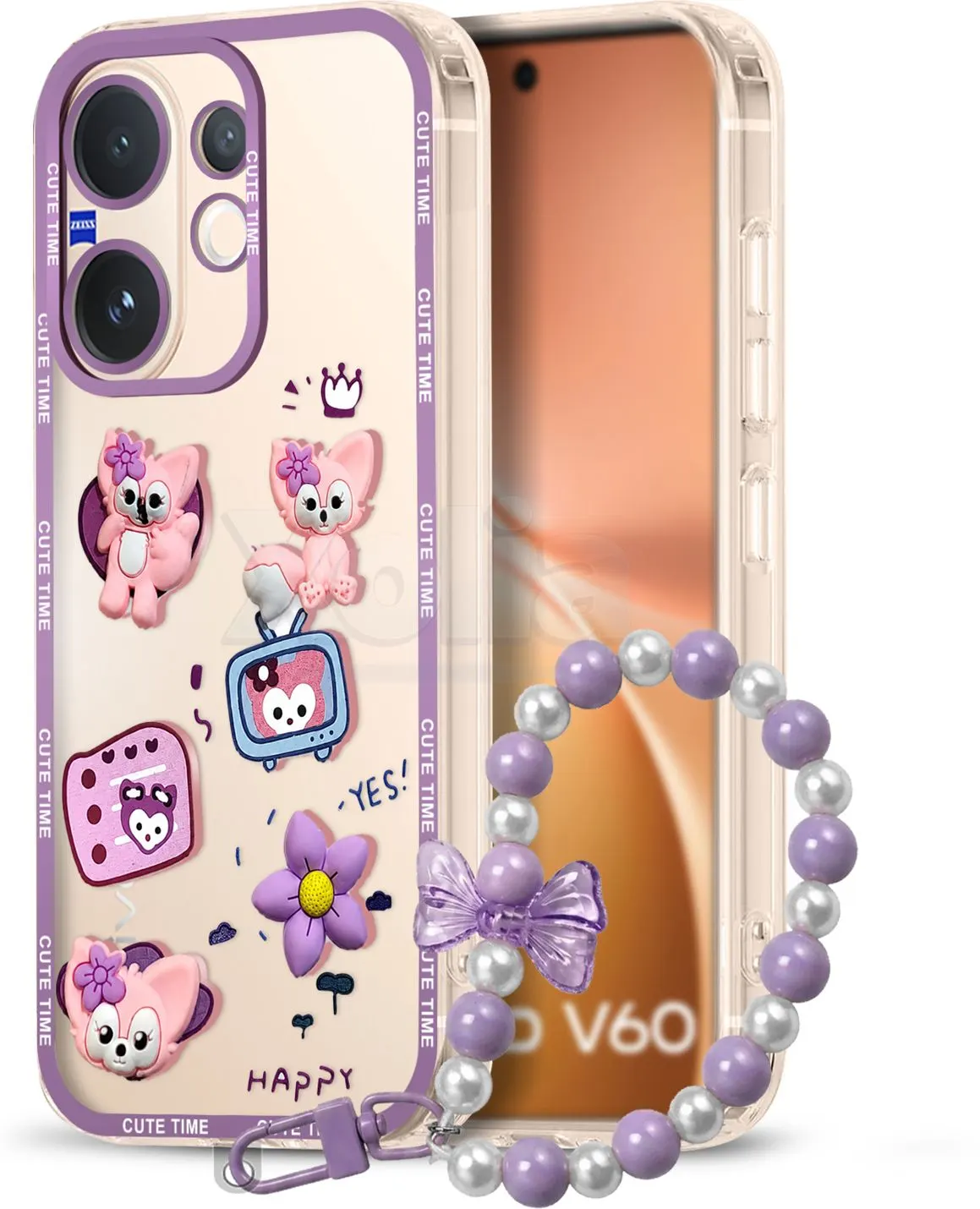 Xolia Back Cover for Vivo V60e 5G (Purple, Shock Proof, Polycarbonate, Pack of: 1)