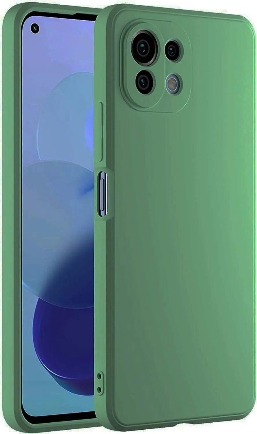 Micvir Back Cover for Mi 11 Lite (Green, Grip Case, Silicon, Pack of: 1)