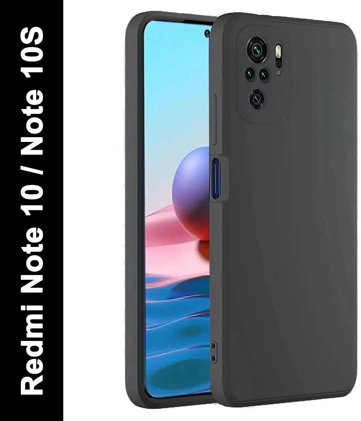 Micvir Back Cover for Mi Redmi Note 10S (Black, Grip Case, Silicon, Pack of: 1)