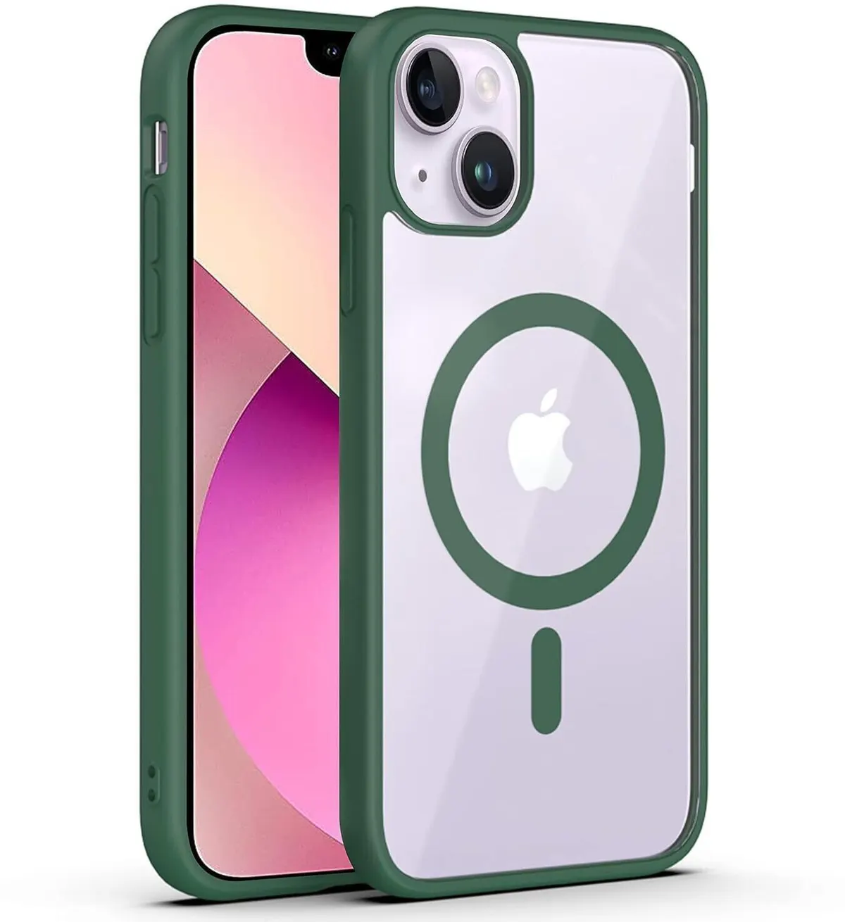Micvir Back Cover for Apple iPhone 14 (Green, Magsafe, Pack of: 1)