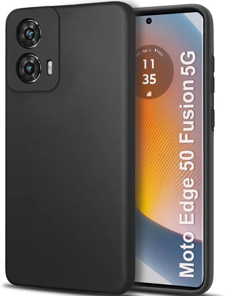 Micvir Back Cover for MOTOROLA Edge 50 Fusion (Black, Dual Protection, Silicon, Pack of: 1)