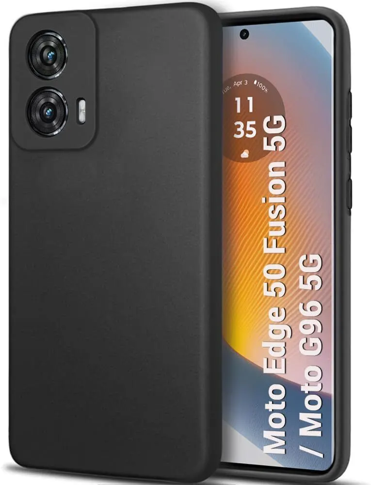 Micvir Back Cover for Motorola Moto G96 5G (Black, Dual Protection, Silicon, Pack of: 1)