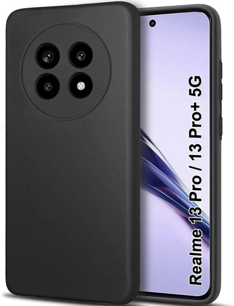 Micvir Back Cover for Realme 13 Pro 5G (Black, Dual Protection, Silicon, Pack of: 1)