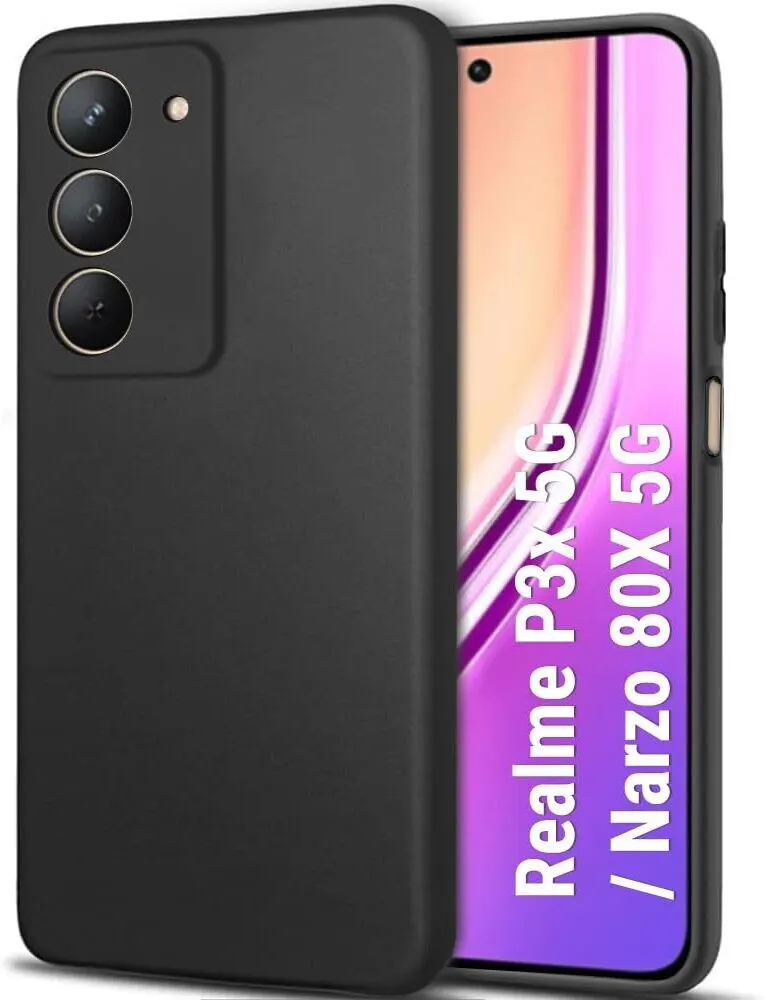 Micvir Back Cover for Realme Narzo 80 Lite 5G (Black, Dual Protection, Silicon, Pack of: 1)