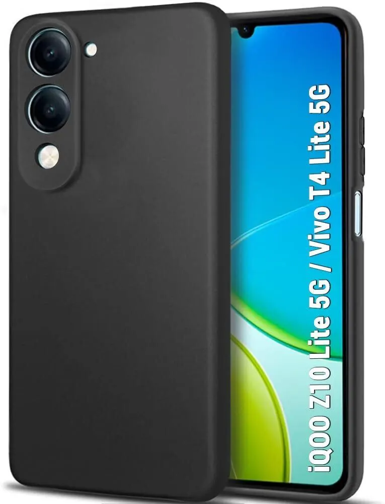 Micvir Back Cover for Vivo T4 Lite 5G (Black, Dual Protection, Silicon, Pack of: 1)