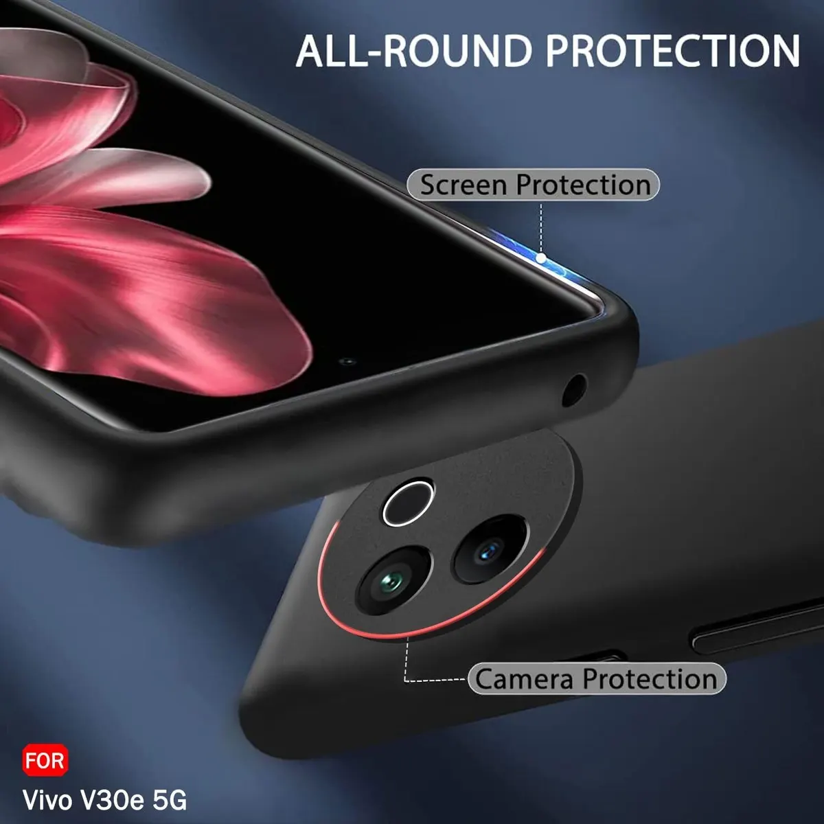 Micvir Back Cover for Vivo V30e 5G (Black, Dual Protection, Silicon, Pack of: 1) — image 2 of 5