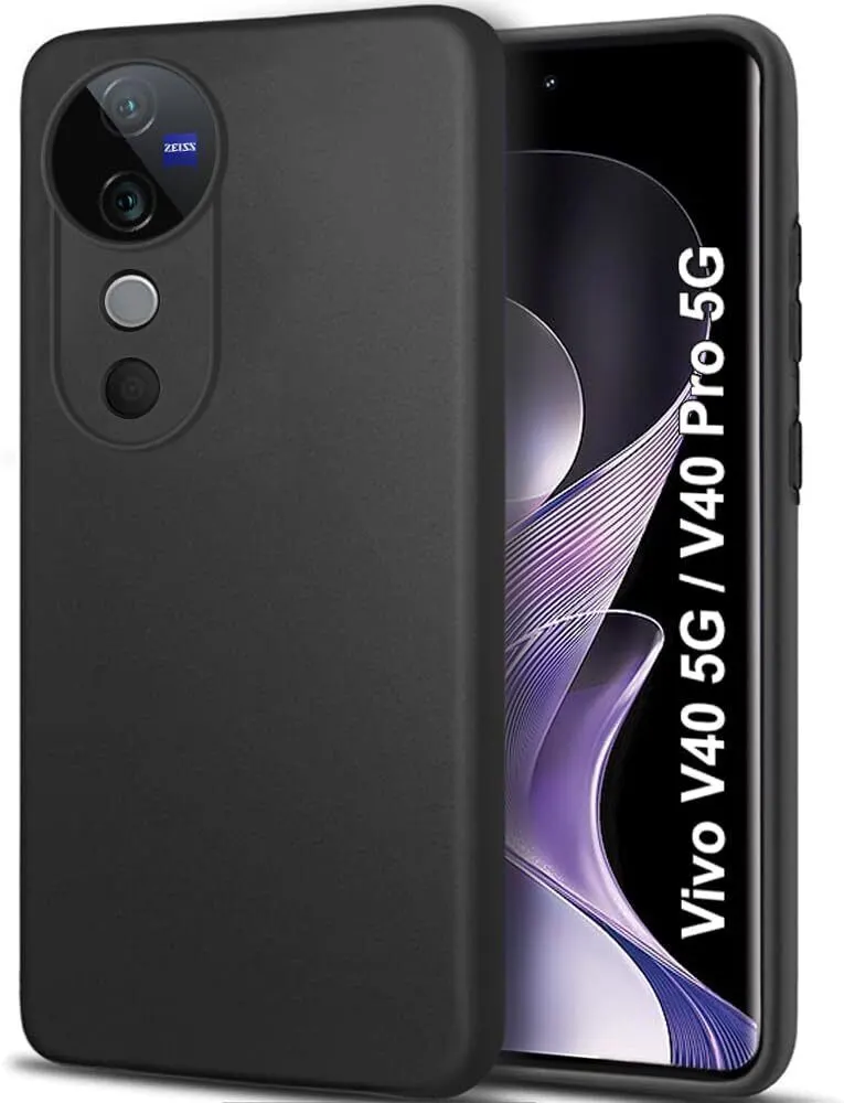 Micvir Back Cover for vivo V40 Pro 5G (Black, Dual Protection, Silicon, Pack of: 1)