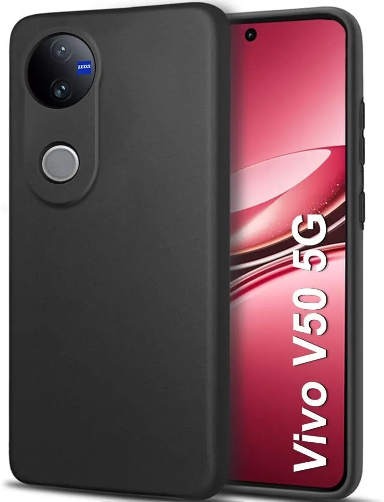 Micvir Back Cover for vivo V50 5G (Black, Dual Protection, Silicon, Pack of: 1)