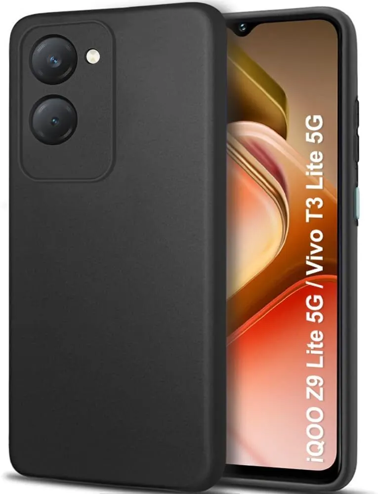Micvir Back Cover for iQOO Z9 Lite 5G (Black, Dual Protection, Silicon, Pack of: 1)