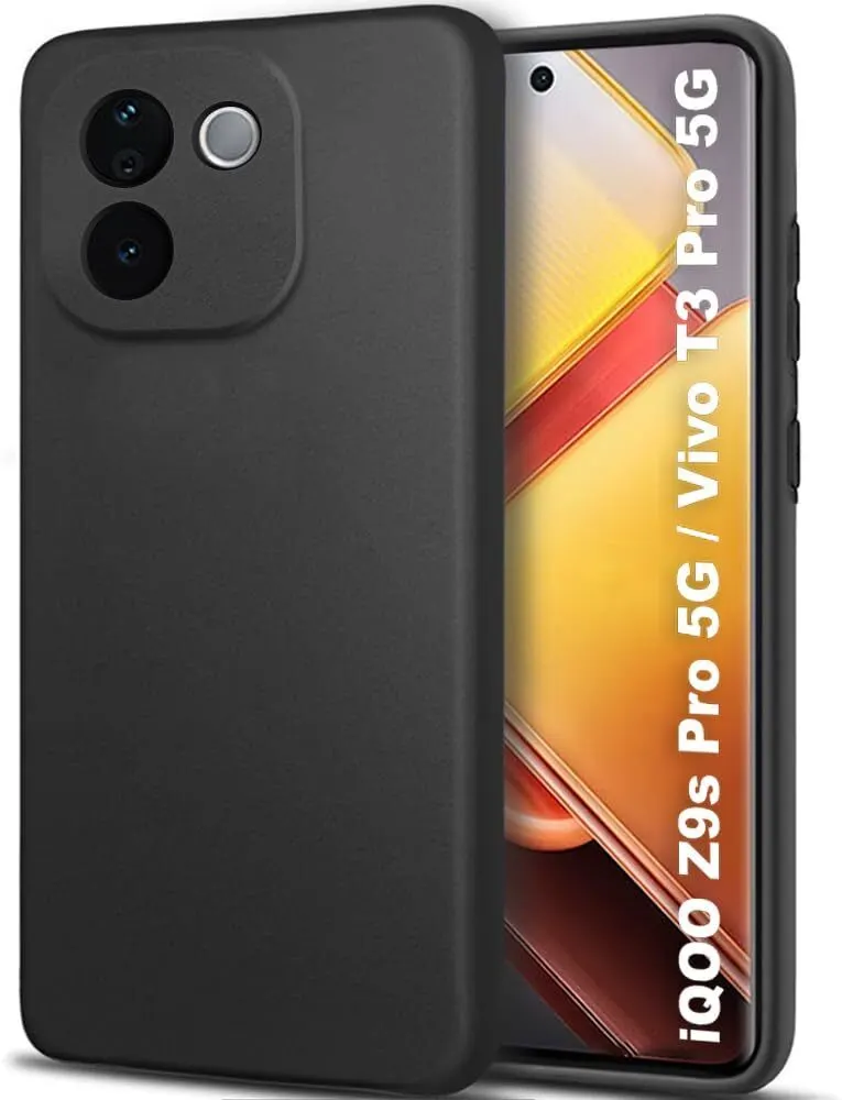 Micvir Back Cover for iQOO Z9s Pro 5G (Black, Dual Protection, Silicon, Pack of: 1)