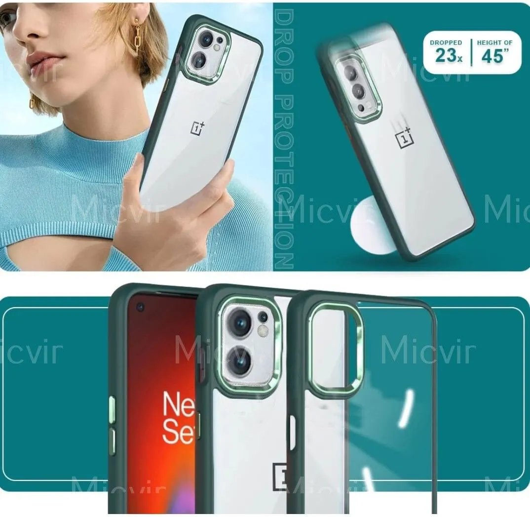 Micvir Back Cover for OnePlus Nord CE 2 5G (Transparent, Green, Camera Bump Protector, Plastic, Silicon, Pack of: 1) — image 3 of 4