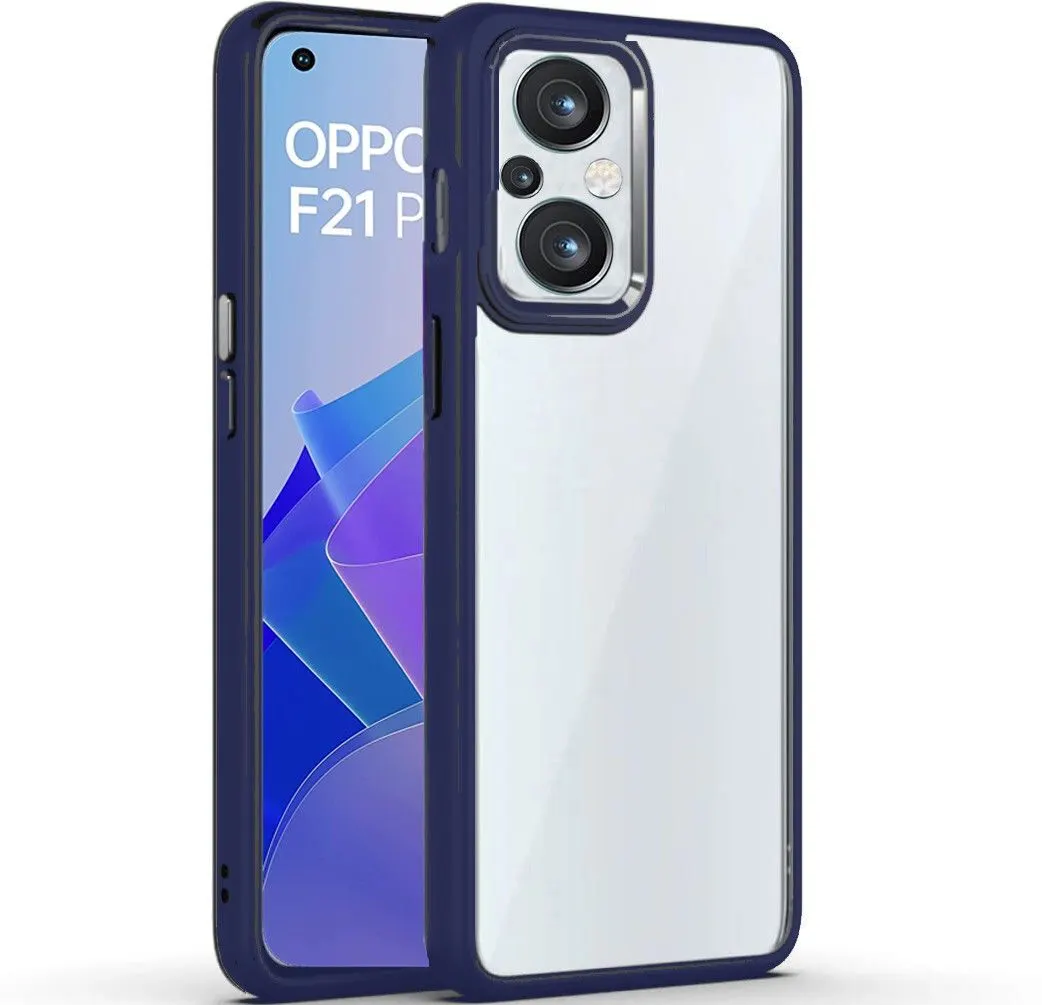Micvir Back Cover for Oppo F21 Pro 5G (Transparent, Blue, Camera Bump Protector, Plastic, Silicon, Pack of: 1)