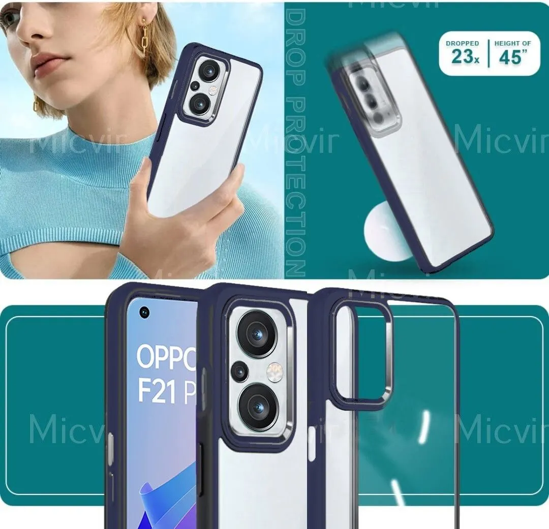 Micvir Back Cover for Oppo F21 Pro 5G (Transparent, Blue, Camera Bump Protector, Plastic, Silicon, Pack of: 1) — image 3 of 3
