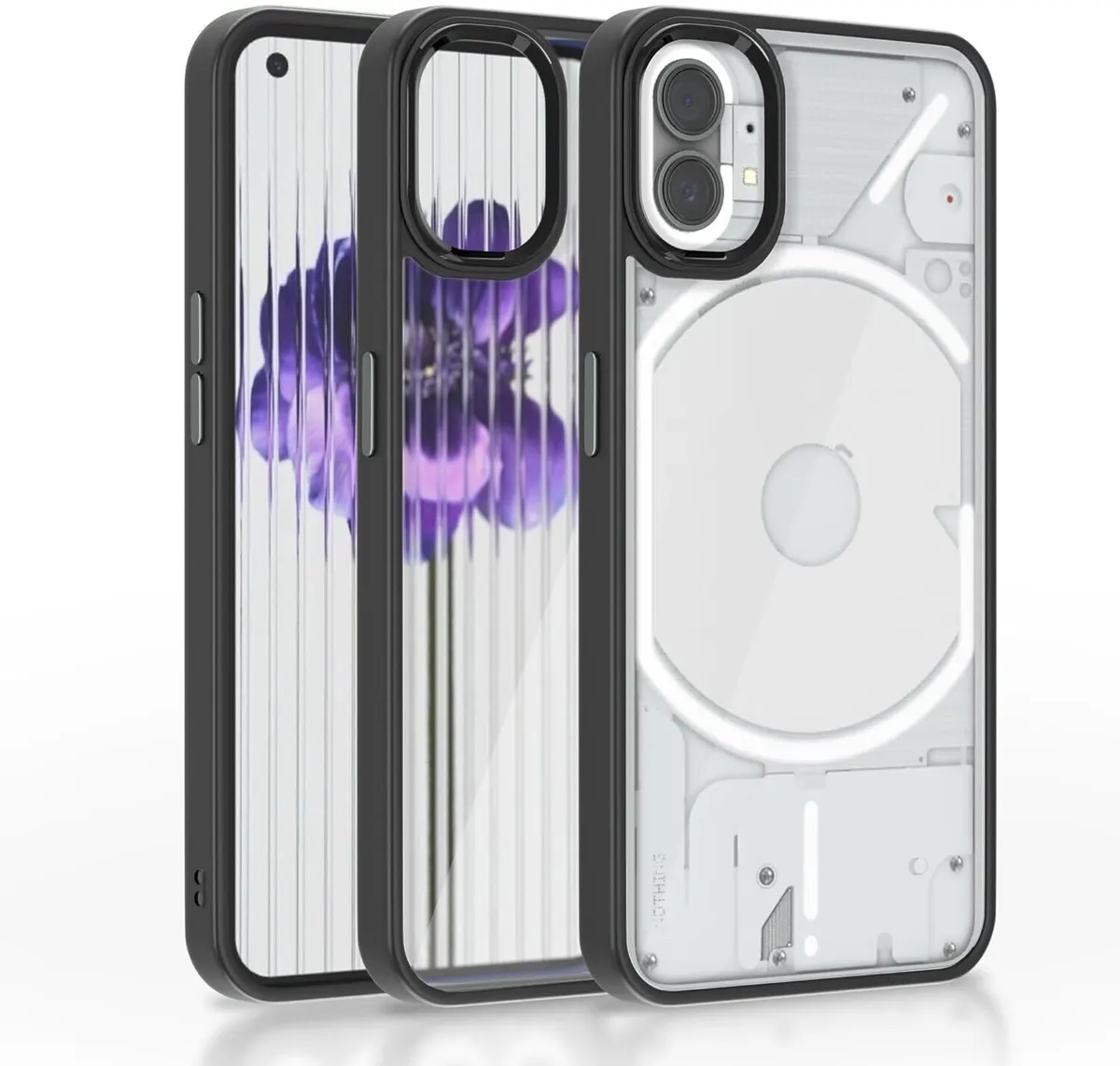 Micvir Back Cover for Nothing Phone (1) (Transparent, Black, Camera Bump Protector, Pack of: 1)