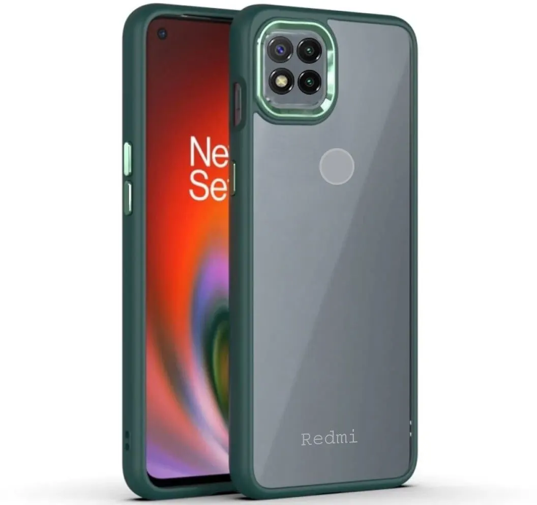 Micvir Back Cover for Redmi 9 (Transparent, Green, Camera Bump Protector, Plastic, Silicon, Pack of: 1)