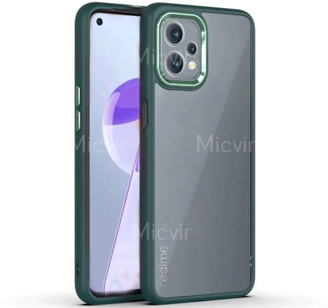 Micvir Back Cover for Realme 9 Pro (Transparent, Green, Camera Bump Protector, Pack of: 1)