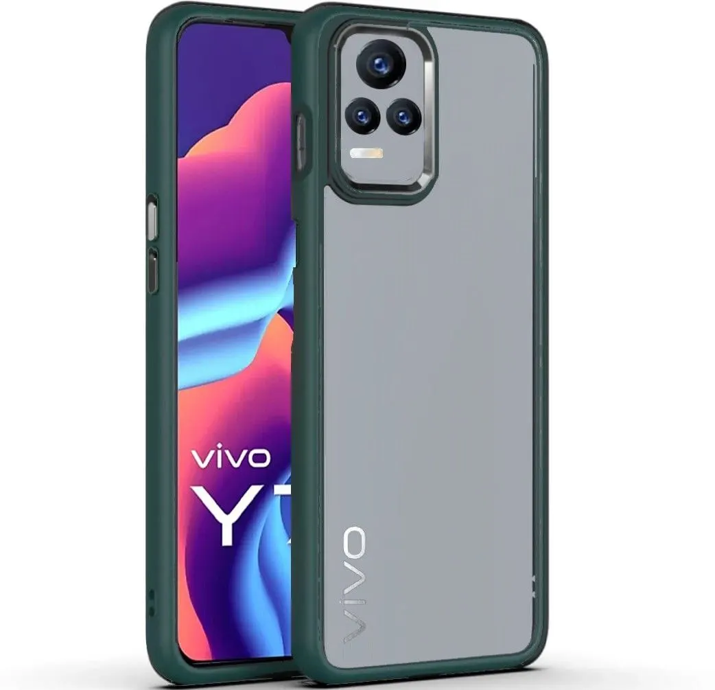 Micvir Back Cover for Vivo Y73 (Transparent, Green, Camera Bump Protector, Pack of: 1)