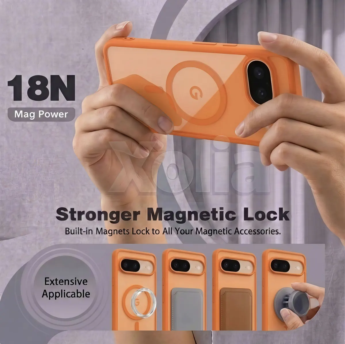 Xolia Back Cover for Google Pixel 9A (Orange, Shock Proof, Polycarbonate, Silicon, Pack of: 1) — image 4 of 5