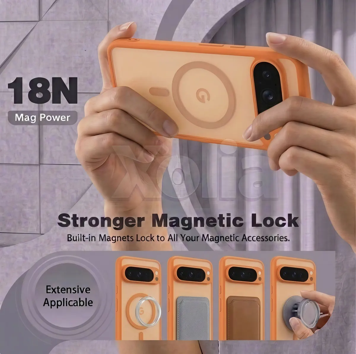 Xolia Back Cover for Google Pixel 9 Pro (Orange, Shock Proof, Polycarbonate, Silicon, Pack of: 1) — image 4 of 5