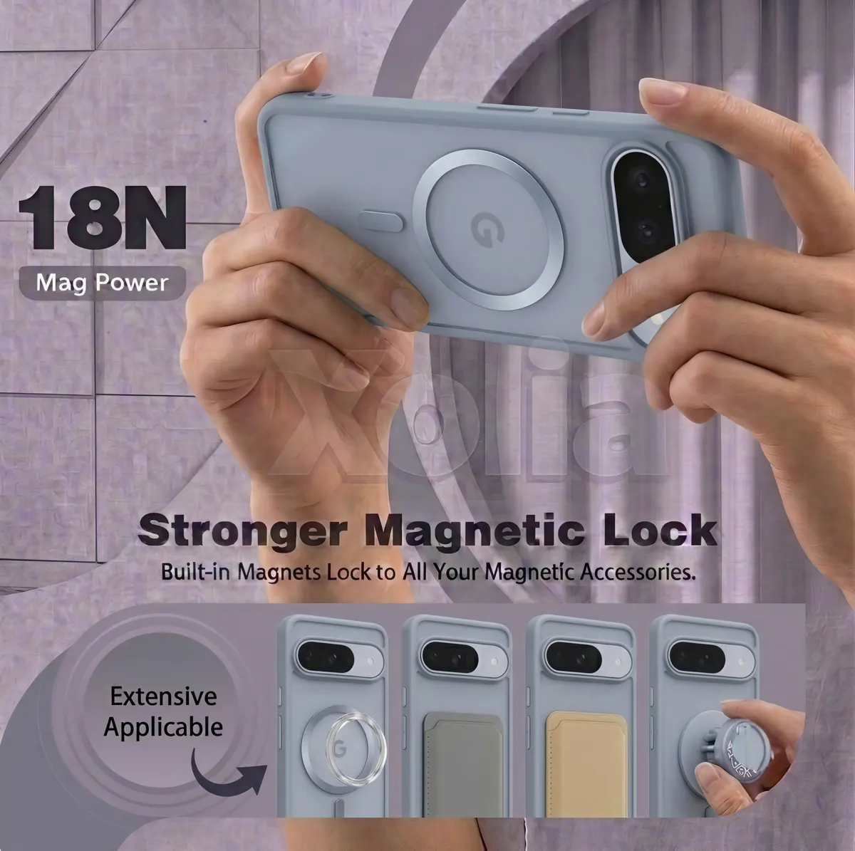 Xolia Back Cover for Google Pixel 9 (Grey, Shock Proof, Polycarbonate, Silicon, Pack of: 1) — image 4 of 5