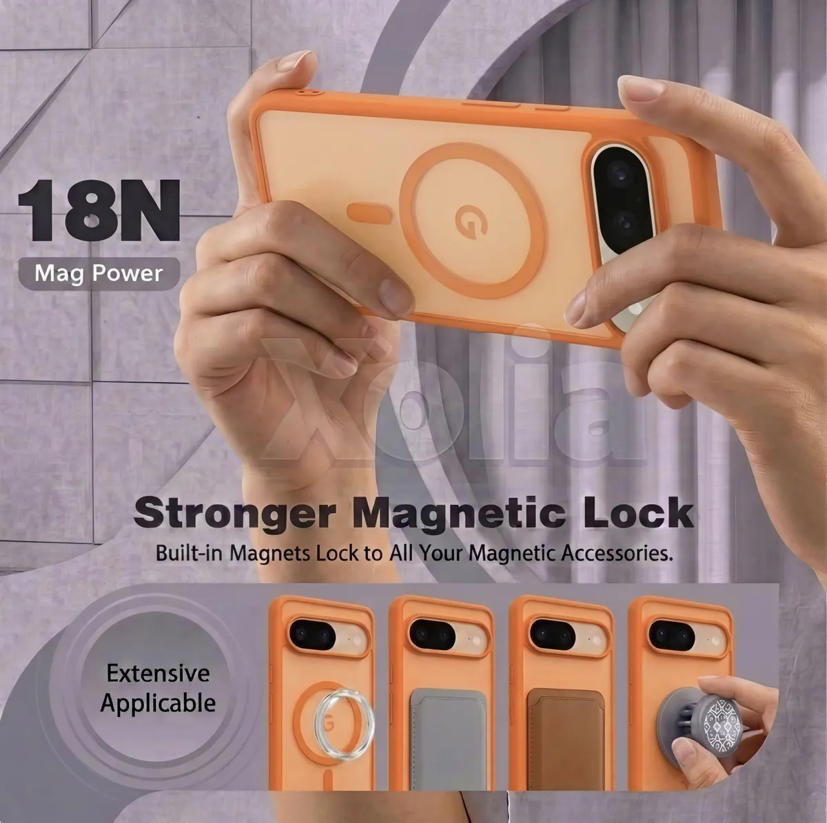 Xolia Back Cover for Google Pixel 9 (Orange, Shock Proof, Polycarbonate, Silicon, Pack of: 1) — image 4 of 5